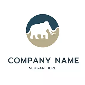 猛獁logo Circle and Simple Mammoth logo design
