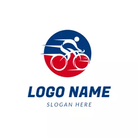 自転車のロゴ Circle and Speed Biker logo design