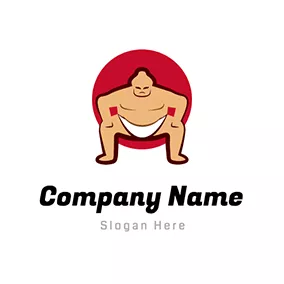 武術館 Logo Circle and Sumo Wrestler logo design