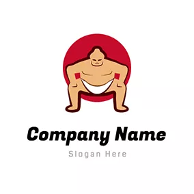 Circle Logo Circle and Sumo Wrestler logo design