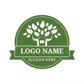 Cabin Logo Circle and Tree logo design