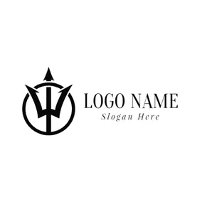 三叉戟logo Circle and Trident Symbol logo design