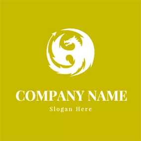 Logotipo De Dragón Circle and White Dragon logo design