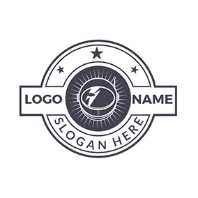 探検ロゴ Circle Banner and Astronaut Head logo design