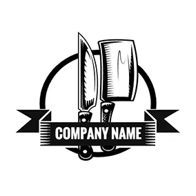 Shape Logo Circle Banner Knife Chopping logo design