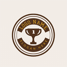 Trophy Logo Circle Banner Trophy Championship logo design