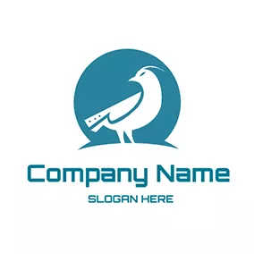 Bird Logo Circle Bird Knife Design logo design