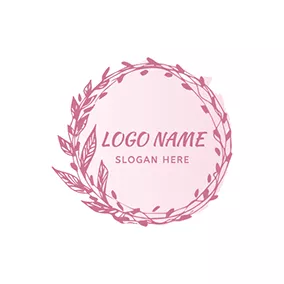 水彩　ロゴ Circle Branch Garland Watercolor logo design