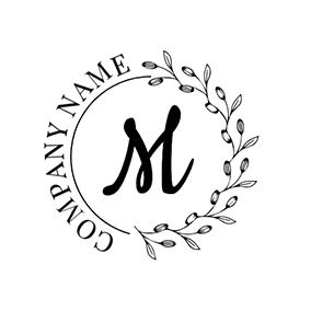 Handwriting Logo Circle Branch Letter M logo design
