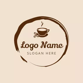 豆のロゴ Circle Brown Coffee logo design