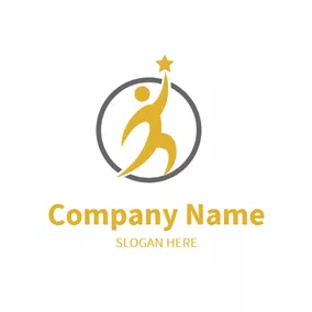 領導 Logo Circle Businessman and Success logo design