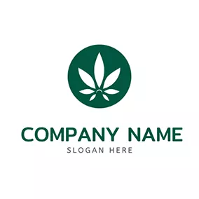 三叶草logo Circle Cannabis Sihouette Weed logo design