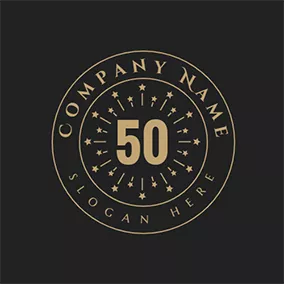 Golden Logo Circle Decoration and 50th Anniversary logo design