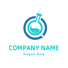 Experiment Logo Circle Flask Chemistry Search logo design