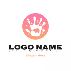 Pink Logo Circle Hand Print and Clime logo design