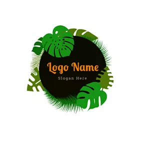 ヤシの木　ロゴ Circle Leaves Forest Jungle logo design