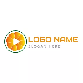 レモンロゴ Circle Lemon and Play Button logo design