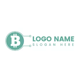 Green Logo Circle Line Bitcoin Icon logo design