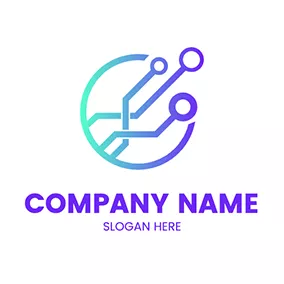 IT Logo Circle Line Circuit Informatica logo design