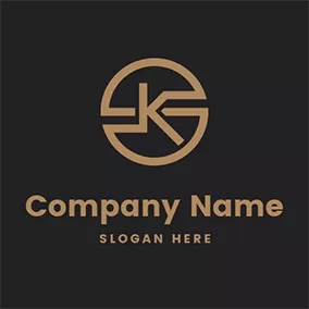 Agency Logo Circle Line Golden Letter S K logo design