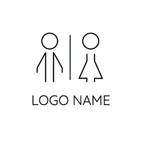 Mann Logo Circle Line Human Toilet logo design