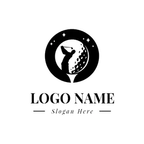 Man Logo Circle Linksman and Golf logo design
