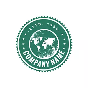 郵票 Logo Circle Map and Stamp logo design