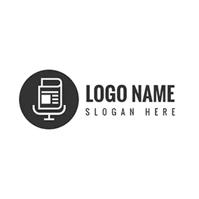 教室のロゴ Circle Microphone Book Podcast logo design