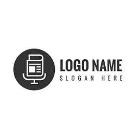 Logo Podcast Circle Microphone Book Podcast logo design