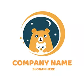 Design Logo Circle Night Bear Mom logo design