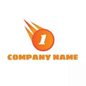 Fire Logo Circle Number 1 Fireball logo design