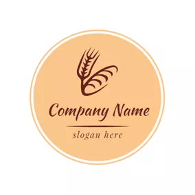 Combination Logo Circle Red and Brown Wheat logo design