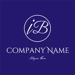 I B Logo Circle Script Simple Letter I B logo design