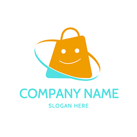 Blue Logo Circle Smile Bag Online Shopping logo design