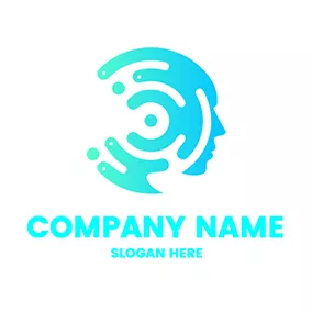 AI Logo Circle Tech Brain Face Informatica logo design