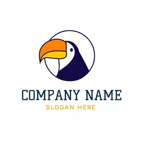 生協のロゴ Circle Toucan Head Emblem logo design