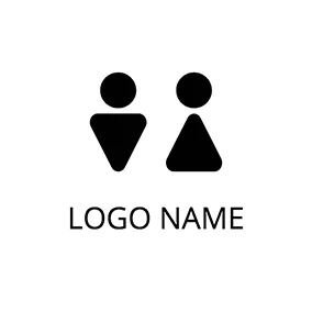 三角のロゴ Circle Triangle Simple Toilet Symbol logo design