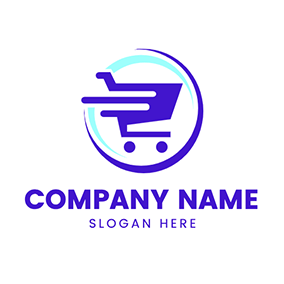 Blue Logo Circle Trolley Online Shopping logo design
