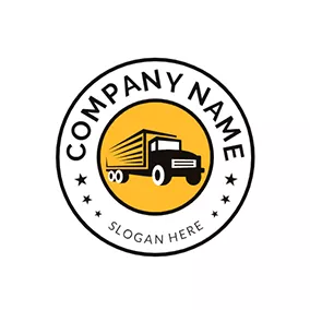 物流 Logo Circle Truck and Cargo logo design