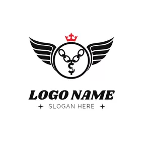 Logótipo Asas Circle Wings and Necklace logo design