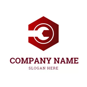 车库 Logo Claret Hexagon and White Spanner logo design