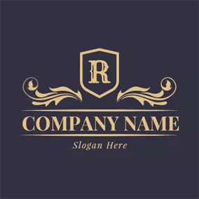 奢侈品 Logo Classic Golden Letter R logo design