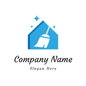 Building Logo Clean House and White Broom logo design