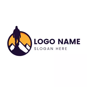 冒険　ロゴ Climber and Mountain Icon logo design