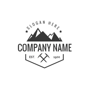 爬山 Logo Climbing Tool and Mountain logo design