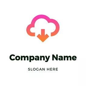 Pink Logo Cloud Arrow Simple Download Idea logo design