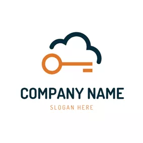 锁匠 Logo Cloud Shape and Key logo design