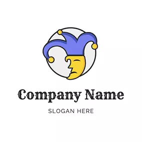 Creative Logo Clown Hat Cartoon Sad Face logo design