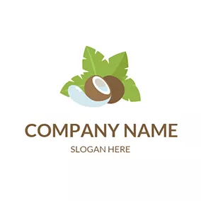 健康食品logo Coconut Tree and Brown Coconut logo design