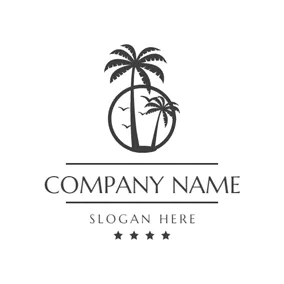 旅行＆ホテルロゴ Coconut Tree and Tropical Resort logo design